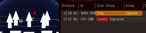 Scanning a wormhole in low-sec with a pod on it