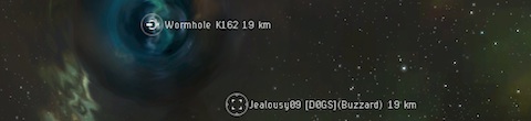 Buzzard sits near a K162 from class 1 w-space in high-sec