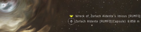 Imicus wreck and pod near a wormhole in low-sec